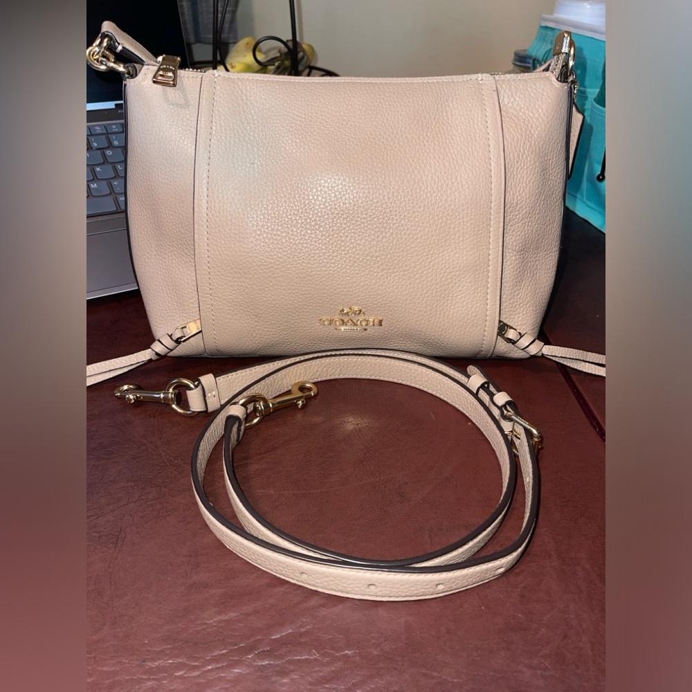 Coach Pebbled Leather Crossbody Bag in Taupe - Picture 8 of 16